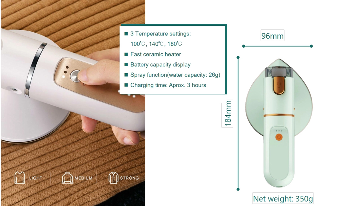 Cordless mini electric handheld steam iron, travel portable steam iron